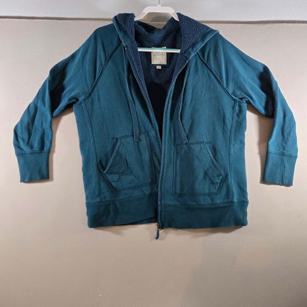 Merona Womens XL Teal Sherpa Lined Full Zip Hoodie Sweatshirt